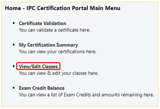 How to Create a Class in the IPC Edge 2.0 Certification Portal
